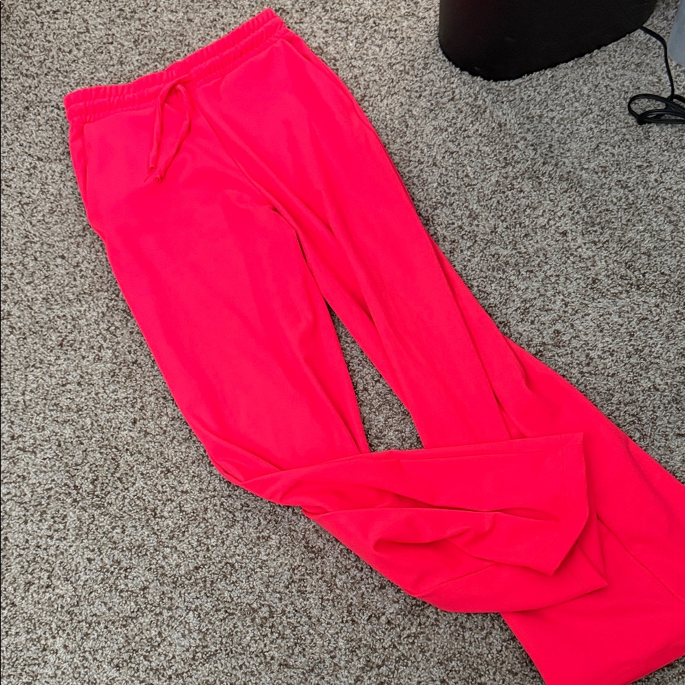 Women's Neon Pink Track Pants with Drawstring Waist